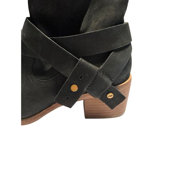 UGG Elora Black Leather Ankle Boots – Size 7 (EUC) Cowgirl WesternBoho FallBoots - Picture 5 of 9